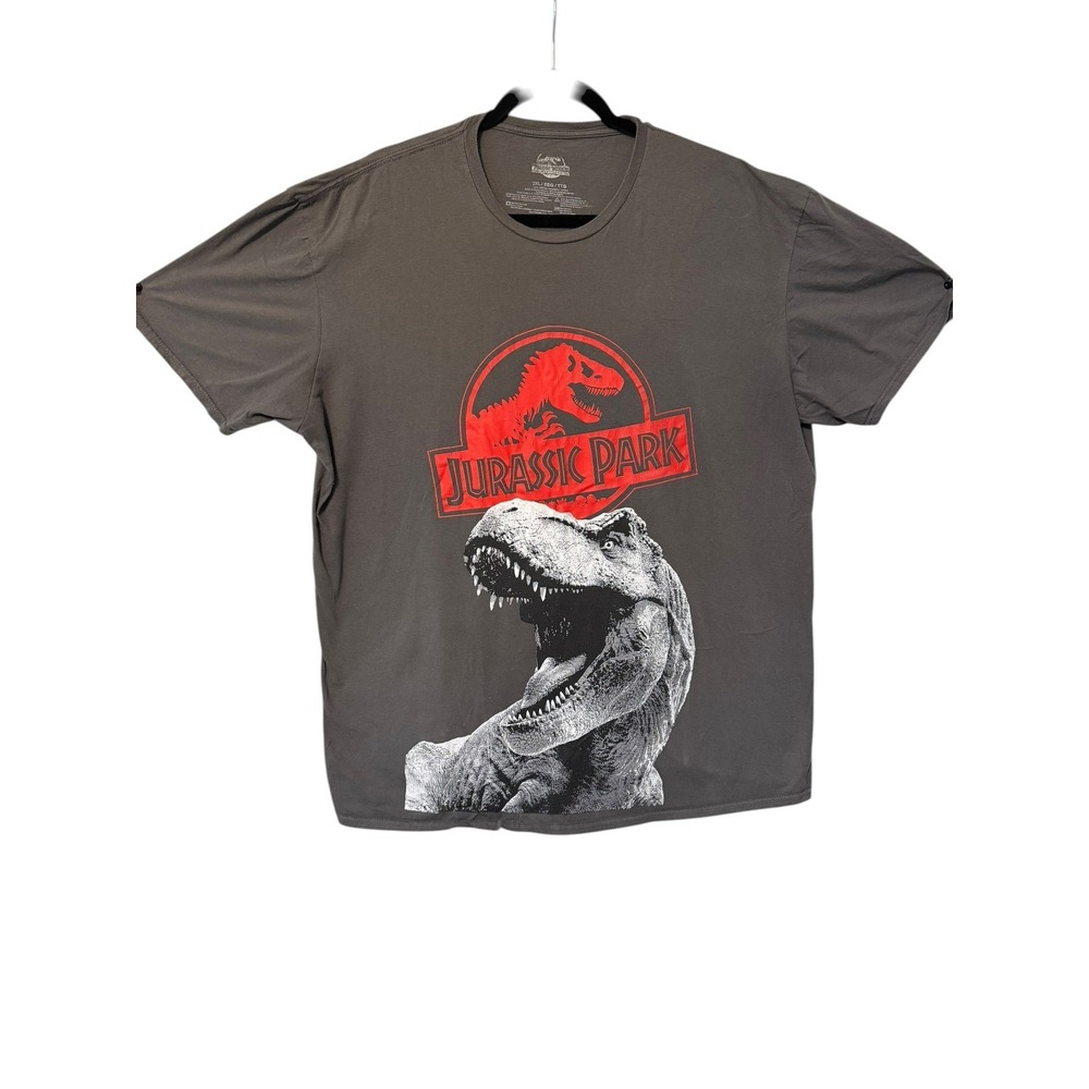 Jurassic Park T-Shirt Mens 2XL Grey T-Rex Graphic‎ Movie Tee 2222